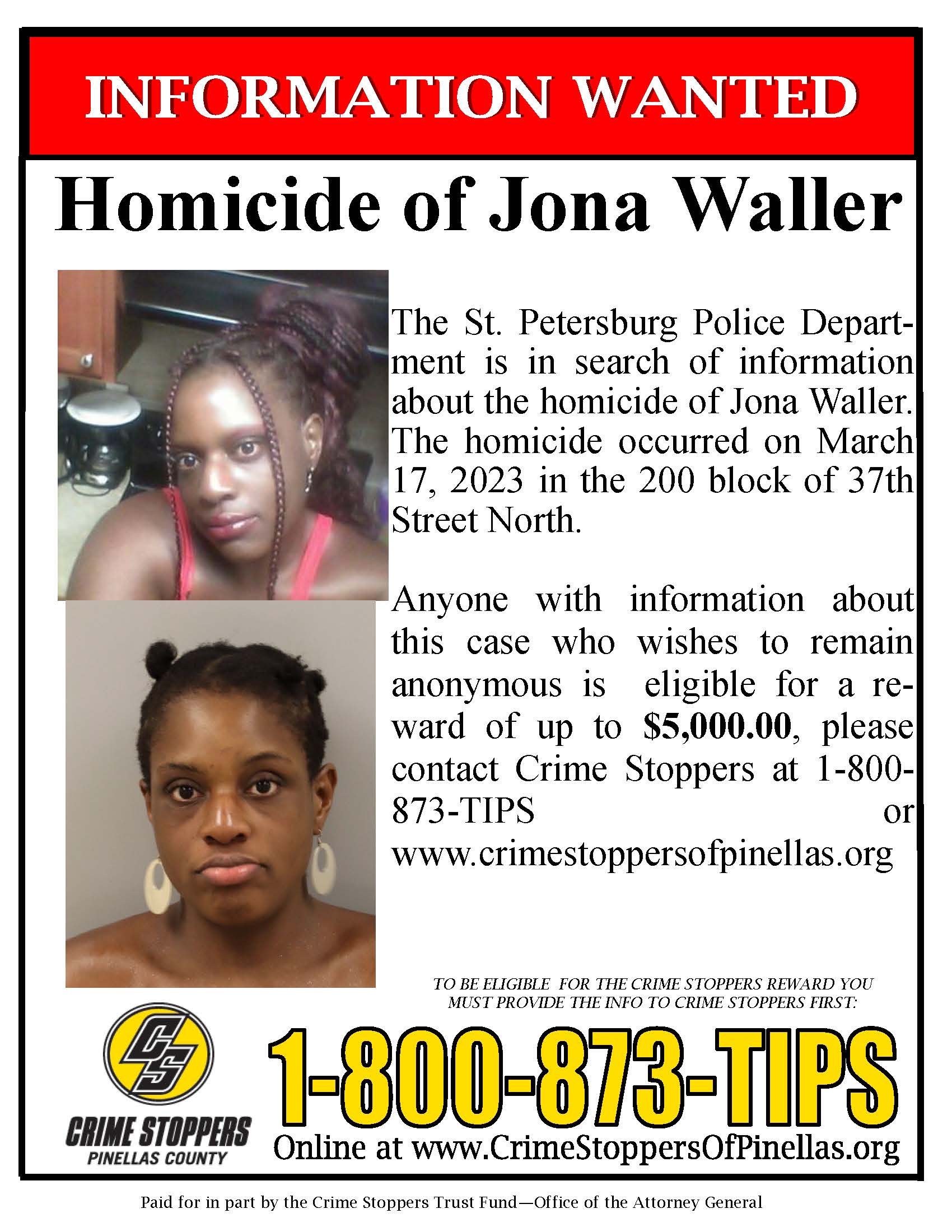 Crime Stopper flyer Jona Waller